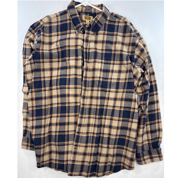 Foundry Flannel Shirt Gray Yellow Plaid Long Sleeve Button Men's Size 2XLT - Picture 1 of 8